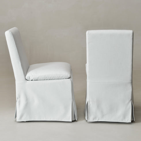 Diane Slipcover Performance Dining Chair with Casters - High Back Dining Chair | Modern Upholstered Dining Chairs | Kinwell Furniture | Arm Chairs for Dining Room
